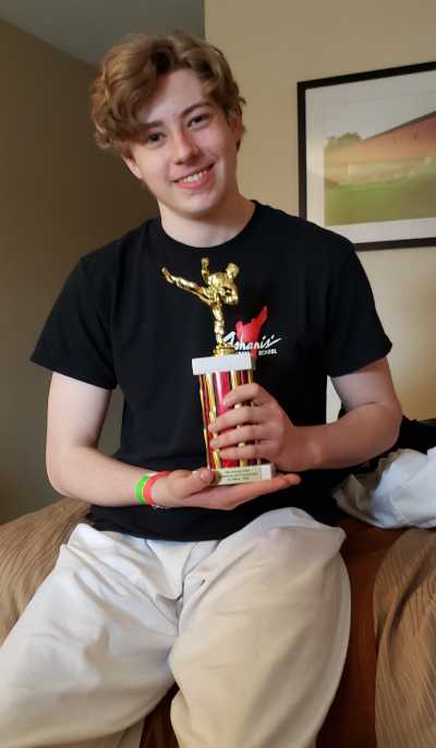 david holding his trophy